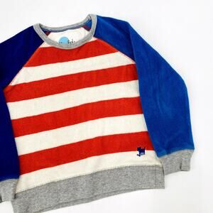 Mini Boden Terry Cloth Red white blue striped crewneck